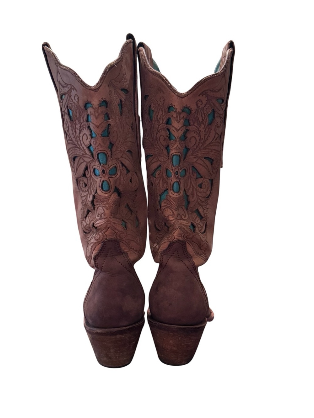 Corral Vintage Brown Turquoise Laser Tool Women's Boots C1620 - Picture 10 of 13